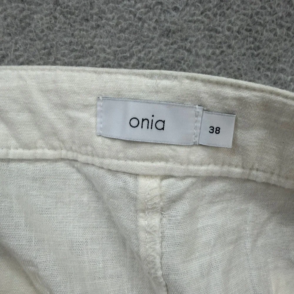 Onia Linen Blend Pants Mens 38x30‎ Cream Button Fly Straight Lounge Resort Beach